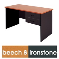 LOGAN STUDENT DESK WITH 2 DRAWERS 1200mm W x 600mm D x 730mm H Beech & Ironstone 