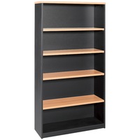 OM BOOKCASE W900 x D320 x H1800mm Beech/ Charcoal