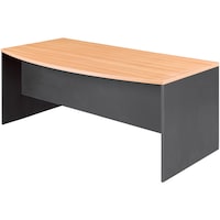 OM BOW FRONT DESK W2100 x D900/750 x H720mm Beech/ Charcoal