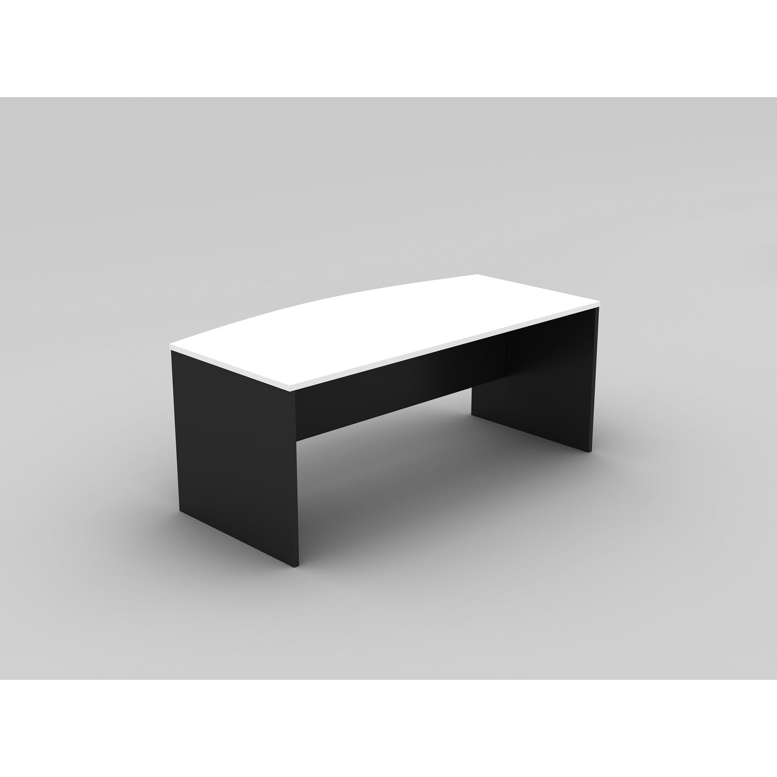 OM BOW FRONT DESK W2100 x D900/750 x H720mm White/ Charcoal