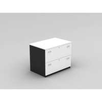 Om Lateral Filing Cabinet W900 X D600 X H720Mm White/ Charcoal