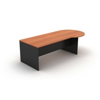 OM P SHAPE DESK W2100 x D900/1050 x H720mm Cherry/ Charcoal