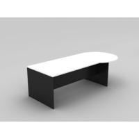 OM P SHAPE DESK W2100 x D900/1050 x H720mm White/ Charcoal