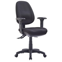P350 HIGH BACK WITH ADJUSTABLE ARMS Task Chair METRO BLACK FABRIC 