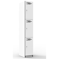 RAPIDLINE 3 DOOR MELAMINE LOCKER W305 x D455 x H1850mm Natural White/ Black