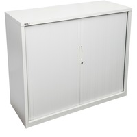 RAPIDLINE 900W GO TAMBOUR DOOR CUPBOARD With 2 Shelves W900 x D473 x H1016mm White