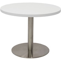 Rapidline Round Coffee Table D600 x H425mm Natural White Top Stainless Steel Disc Base