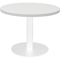 Rapidline Round Coffee Table D600 x H425mm Natural White Top White Satin Disc Base