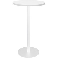 Rapidline Circular Dry Bar Table D600 x H1075mm Natural White Top White Satin Disc Base