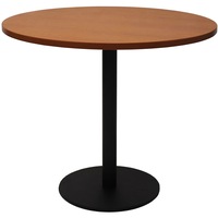 Rapidline Circular Meeting Table Black Powdercoated Base D900 x H755mm Cherry
