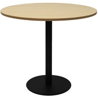 Rapidline Circular Meeting Table Black Disc Base 1200mm Natural Oak Top