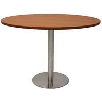 Rapidline Circular Meeting Table Stainless Steel Disc Base 1200mm Cherry Top