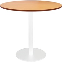 Rapidline Circular Meeting Table White Satin Base D900 x H755mm Beech