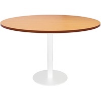 Rapidline Circular Meeting Table White Satin Disc Base 1200mm Beech Top