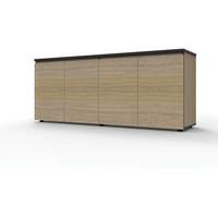RAPIDLINE DELUXE INFINITY SWING DOOR CUPBOARD Natural Oak with Black 1800W x450D x 730mmH