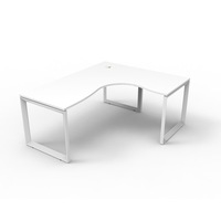 RAPIDLINE DELUXE LOOP LEG CORNER WORKSTATION 1 Person Single Sided W1800 x W1800 x D750mm White Top White Frame