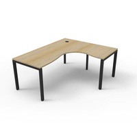 RAPIDLINE DELUXE PROFILE LEG CORNER WORKSTATION 1 Person Single Sided W1500 x W1500 x D750 x H730mm Natural Oak Top Black Frame