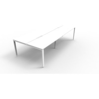 RAPIDLINE DELUXE PROFILE LEG WORKSTATION Double Sided No Screen 4 Person W3600 x D1500 x H730mm Natural White/ Black
