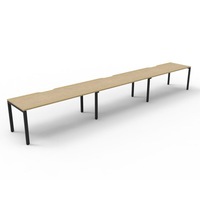 RAPIDLINE DELUXE PROFILE LEG WORKSTATION Single Sided No Screen 3 Person W4500x D750 x H730mm Natural Oak/Black