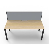 RAPIDLINE DELUXE PROFILE LEG WORKSTATION With Screen 1 Person Single Sided W1200 x D750 x H730mm Natural Oak Top Black Frame