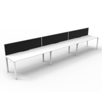 RAPIDLINE DELUXE PROFILE LEG WORKSTATION With Screen 3 Person Single Sided W1200 x D750 x H730mm (per user) White Top White Frame