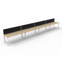 RAPIDLINE DELUXE PROFILE LEG WORKSTATION With Screen 4 Person Single Sided W1200 x D750 x H730mm (per user) Natural Oak Top White Frame