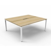 RAPIDLINE DELUXE RAPID INFINITY PROFILE LEG WORKSTATION No Screen 2 Person Double Sided W1500 x D750 x H730mm (per user) Natural Oak Top White Frame
