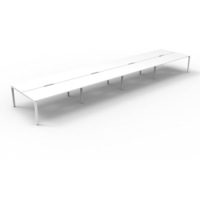 RAPIDLINE DELUXE RAPID INFINITY PROFILE LEG WORKSTATION No Screen 8 Person Double Sided W1500 x D750 x H730mm (per user) White Top White Frame