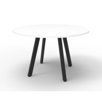 RAPIDLINE ETERNITY ROUND MEETING TABLE 1200mm Diameter x H730mm White Top Black Frame