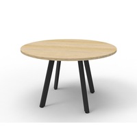 RAPIDLINE ETERNITY ROUND MEETING TABLE 900mm Diameter x H730mm Natural Oak Top Black Frame