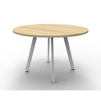 RAPIDLINE ETERNITY ROUND MEETING TABLE 900mm Diameter x H730mm Natural Oak Top White Frame