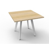 RAPIDLINE ETERNITY SQUARE MEETING TABLE W900 x D900 x H730mm Natural Oak Top White Frame