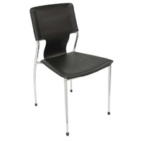 RAPIDLINE FERNANDO STACKABLE VISITOR CHAIR Chrome Four Leg Frame Black PU Seat and Back
