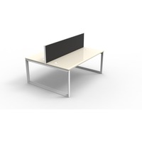 RAPIDLINE RAPID INFINITY LOOP LEG WORKSTATION Double Sided 2 Person With Screen W1800 x D1400 x H1200mm Natural White with Cable Entry Holes