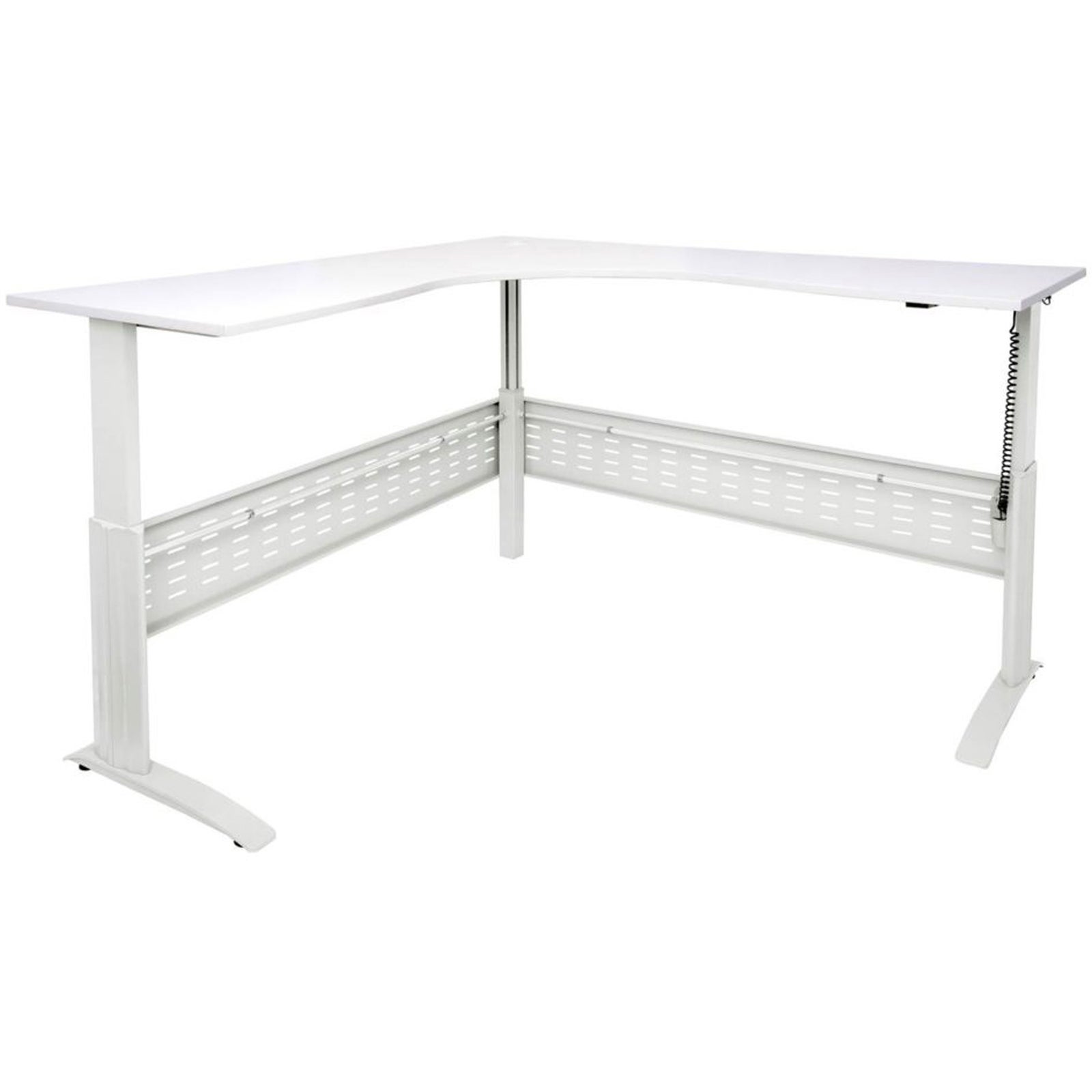 RAPIDLINE RAPID SPAN ELECTRIC CORNER WORKSTATION W1800/1500 x D700 x H685-1205mm Natural White with White Frame