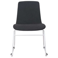 RAPIDLINE TEMPO VISITOR CHAIR White Sled Base Black Padded Fabric Upholstery