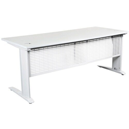 Summit Straight Desk White Steel Frame With Cable Beam 1500Wx750D White Top
