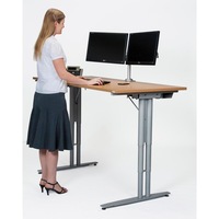 SYLEX SIT STAND ELECTRIC DESK 2100mm x 800mm Silver Base Beech Top 