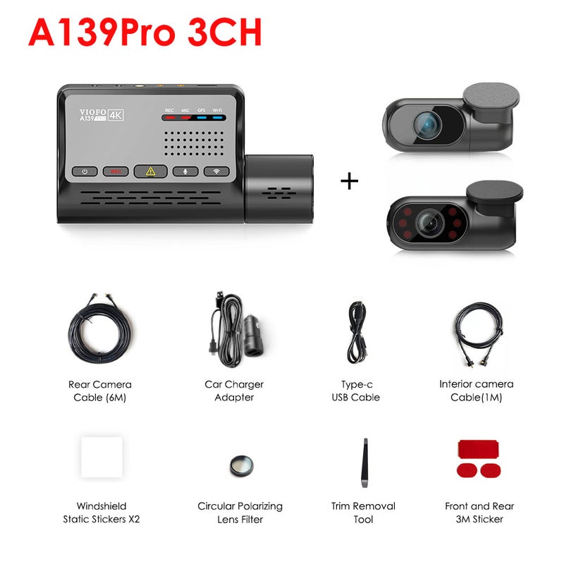 Shop VIOFO A139 3CH PRO 4K Dual Lens Dashcam with GPS & WiFi
