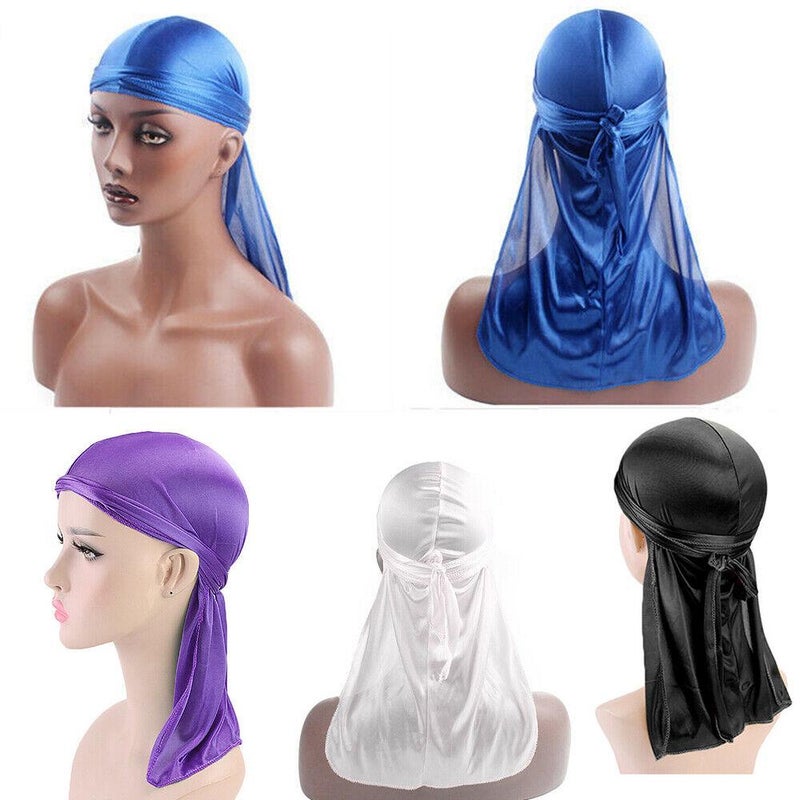 Unisex Men Women Durag Headwear Headwear Silk Pirate Cap Wrap Hats