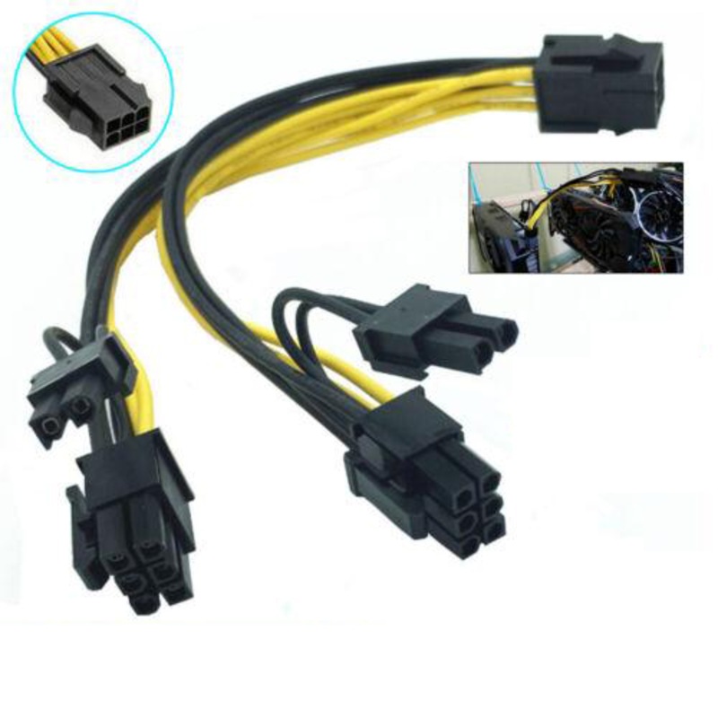 Buy 1/3/6 Pack 6 Pin To Dual PCIE 6+2 Pin 8pin GPU Power Cable