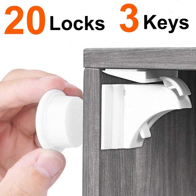 Buy 20 Pack Baby Safety Child Proof Magnetic Locks with 3 Keys for Cabinet  Cupboard Drawer Wood Doors - MyDeal