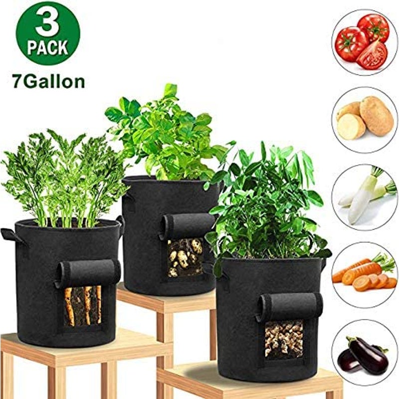 3Pack Durable Potato Grow Bags Garden Waterproof Reusable Vegetable Plant  Pots