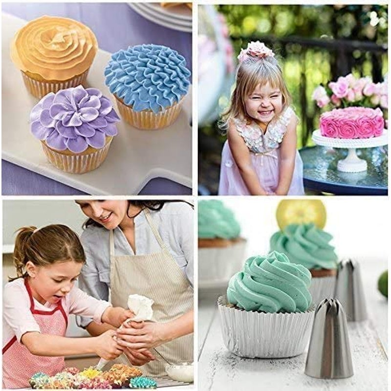 Buy 32 Pieces Cake Decorating Supplies, Cake Decorating Tip Set with 20 Stainless  Icing Tips, 5 Large Piping Nozzles, 1 Grass Nozzle, 1 Puffs Tip, 2  Couplers, 1 Brush, 2 Silicone Pastry Bags - MyDeal