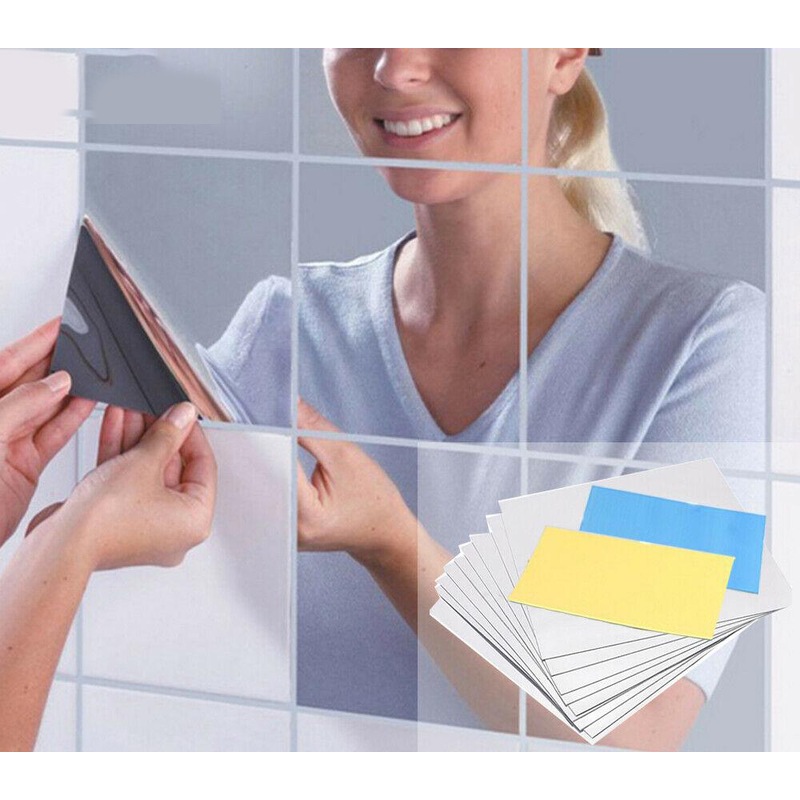 Buy 32x Self Adhesive Mirror Wall Sticker Reflective DIY Tile Wall Mirror Film Decor MyDeal