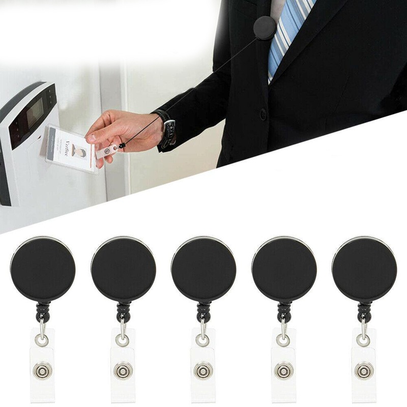 Buy 5 X Retractable Reel Badge Holder BlackID tag,pull clip,key tag