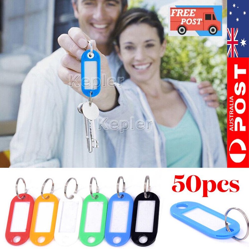Buy 50pcs Mix Colours Plastic Key Ring Tags Name Tag Keyring Keychain