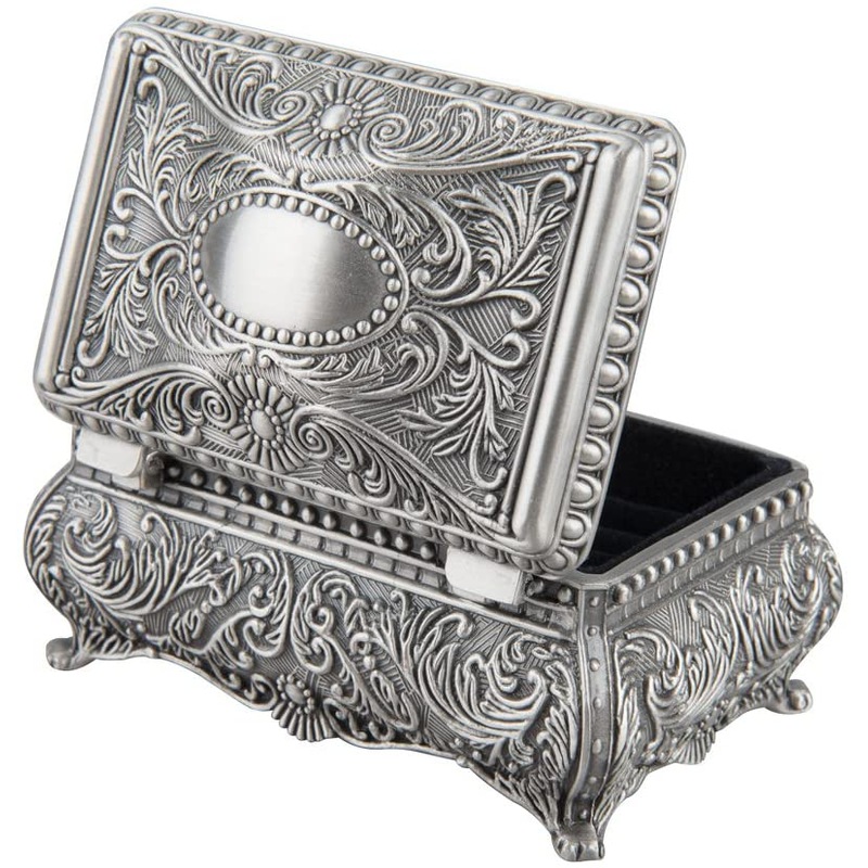Buy Antique Trinket Box Rectangle Jewelry Box with Metallic Floral