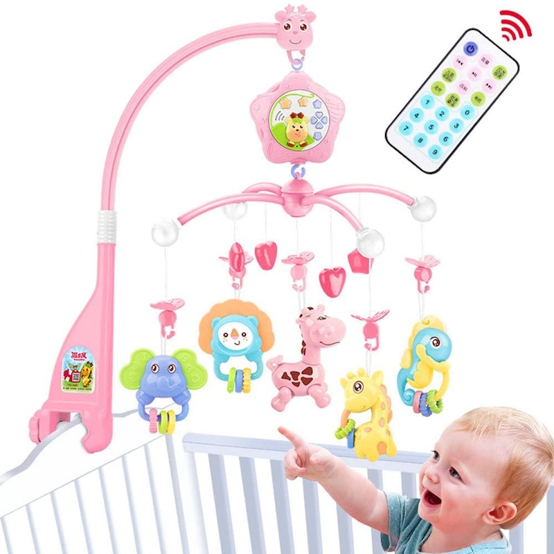 Baby Crib Mobile For Pack And Play With Lightusic Remote Toy Arm Projector Pink Forest Mydeal Baby Crib Mobile For Pack And Play, Arm For Baby Mobile