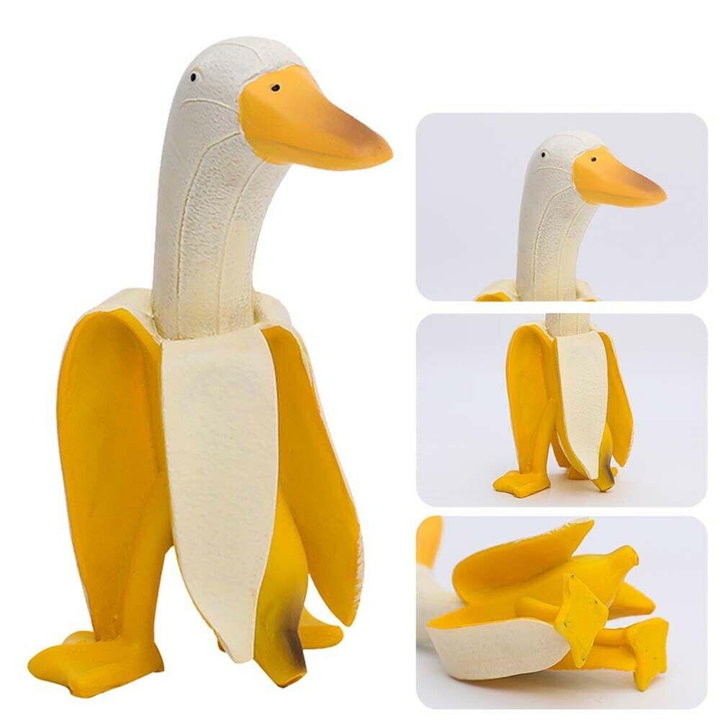 Buy Banana Duck Statue Whimsical Peeled Banana Duck Ornaments for